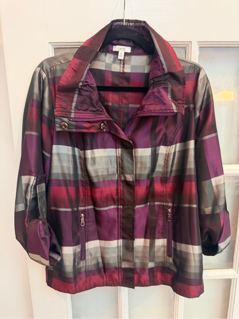 Vintage Cache Y2K Retro Chic Plaid Lightweight Zip Snap Jacket Size Medium M